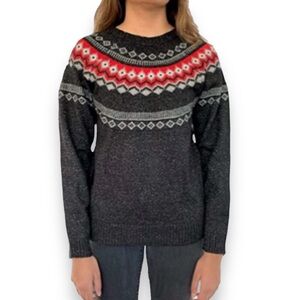Weatherproof Vintage Women’s Gray-Black Fair Isle Sweater